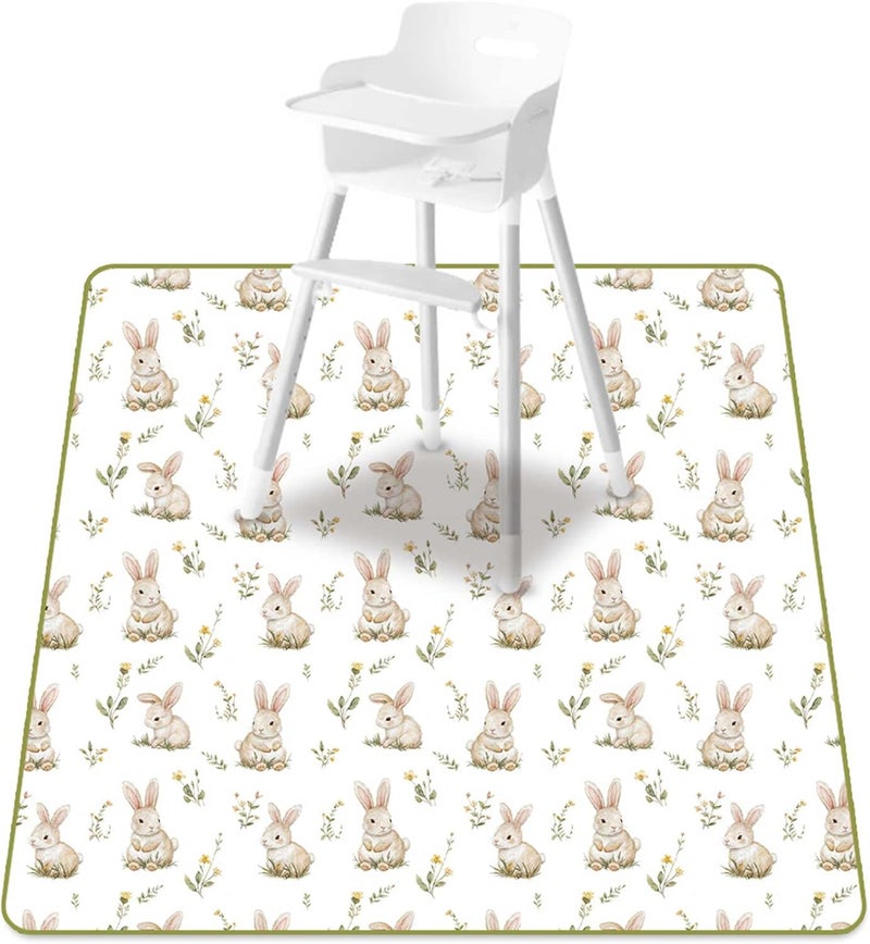 CoolaPeach Baby Splat Mat for Under High Chair, 51 x 51 Inch Wipeable Splash Mat，Floor Protector，Wipe-Clean Tablecloth and Playing Mat (Rabbit) - Image 1